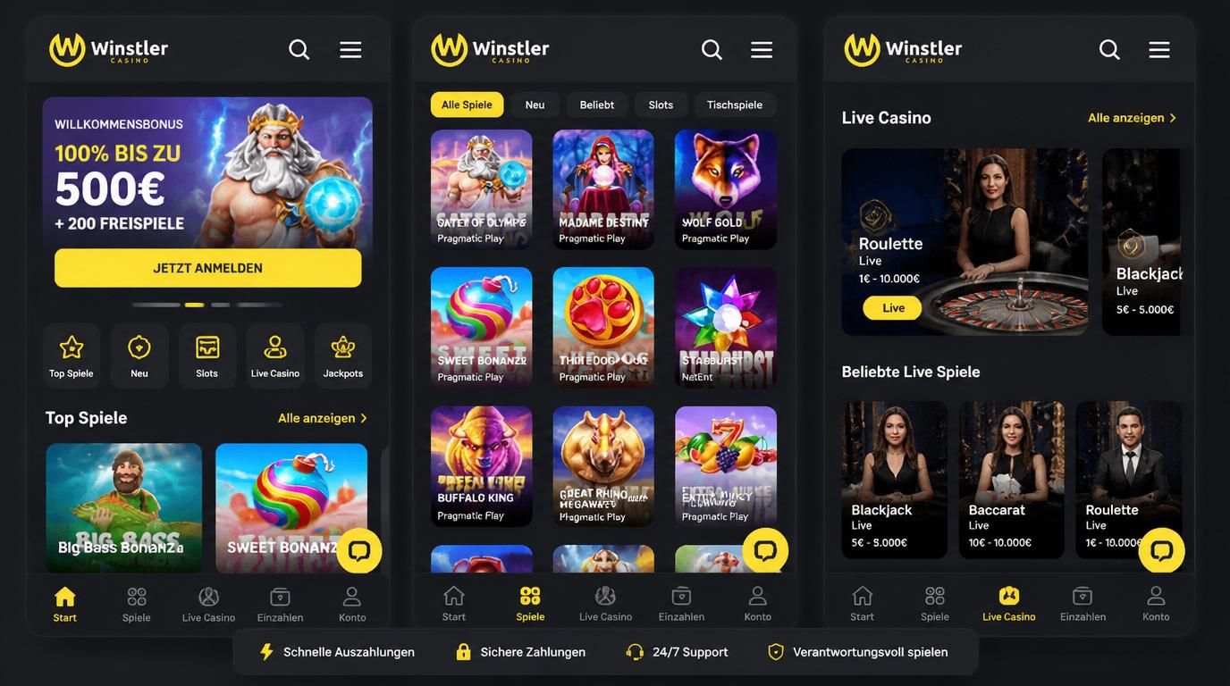Mobile Oberfläche auf Smartphone mit Chat-Support und klaren Menüs in Deutsch